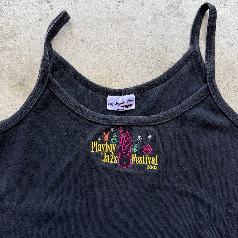 Vintage Y2K Playboy Jazz Festival 2002 baby doll Cami Tank Top Women’s L